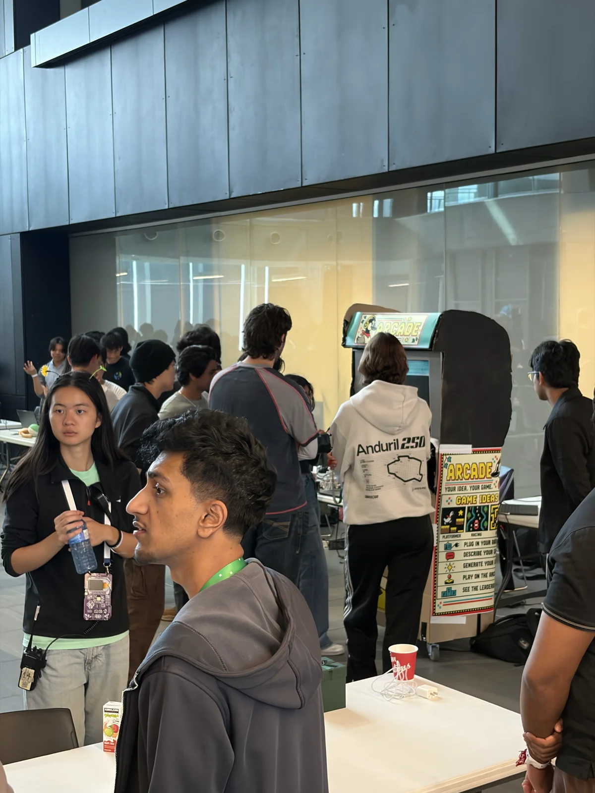 People gathering around Murph-E at Hack the North.