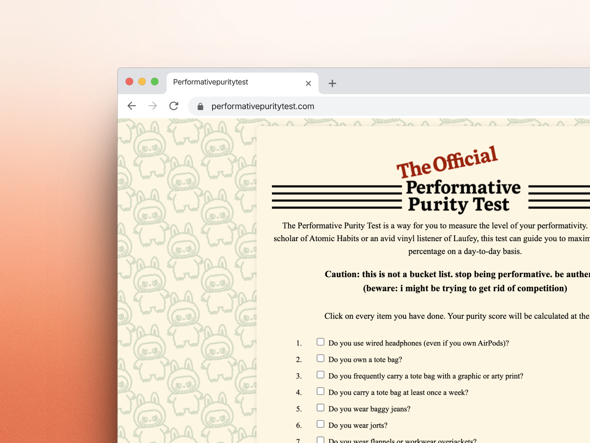 performativepuritytest.com